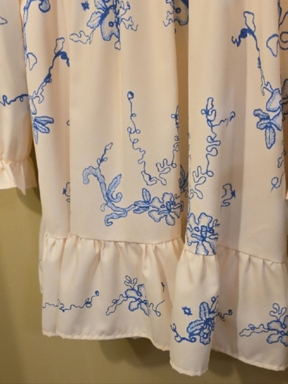 Cupshe Boho Orchids Ruffuled Mini Dress, Blue & Cream - Picture 13 of 13